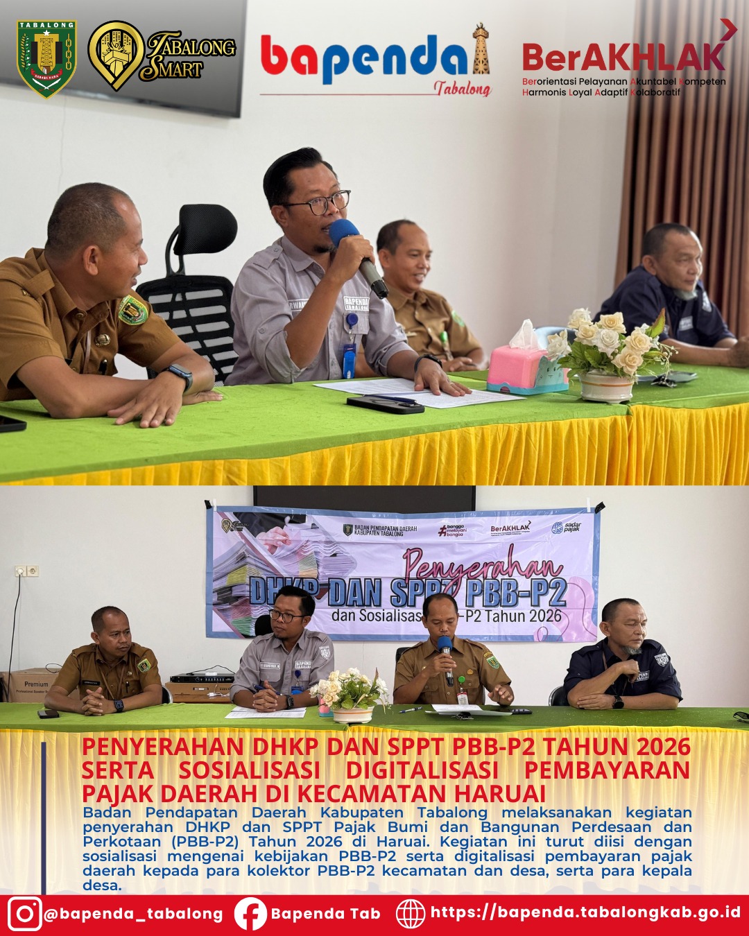 PENYERAHAN DHKP DAN SPPT PBB-P2 TAHUN 2026 SERTA SOSIALISASI DIGITALISASI PEMBAYARAN PAJAK DAERAH DI KECAMATAN HARUAI
